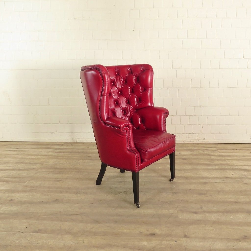 Chesterfield Sessel Leder Rot – Bild 18
