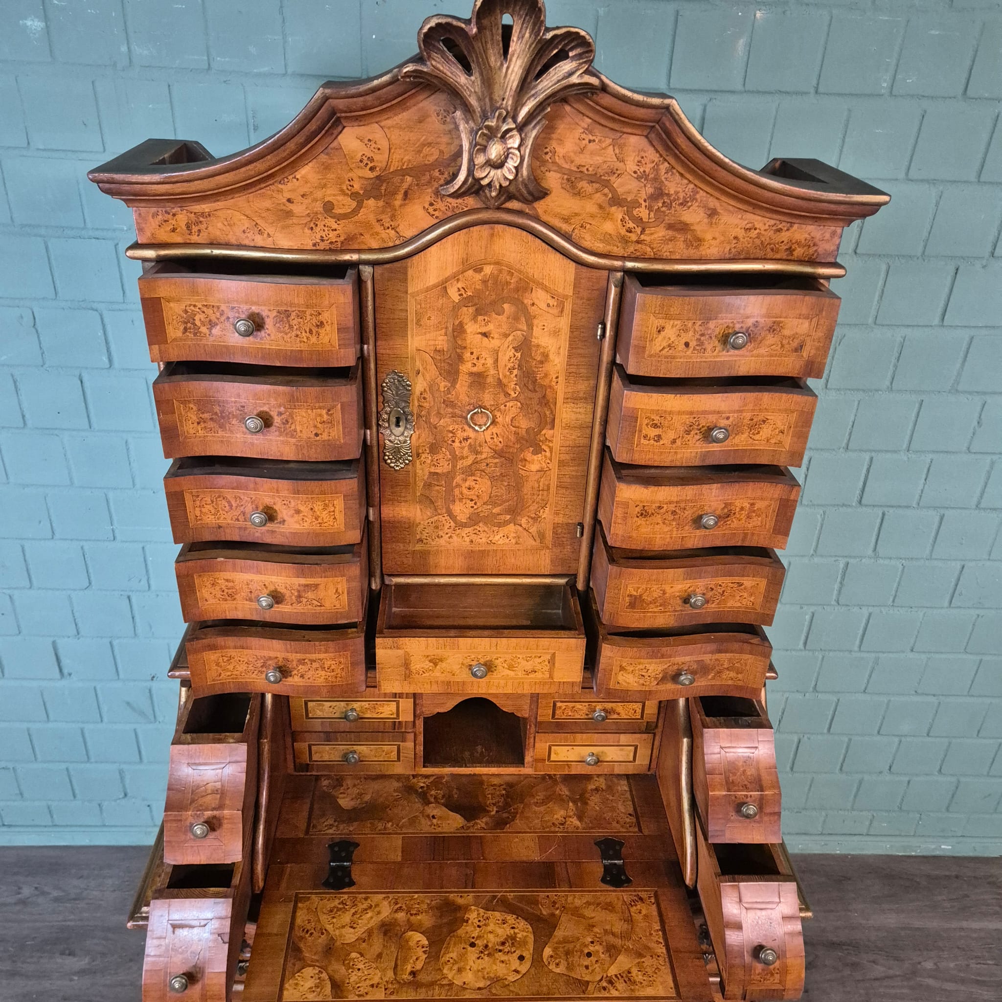 Tabernakel Sekretär Tabernakelsekretär Neubarock Nussbaum – Bild 23