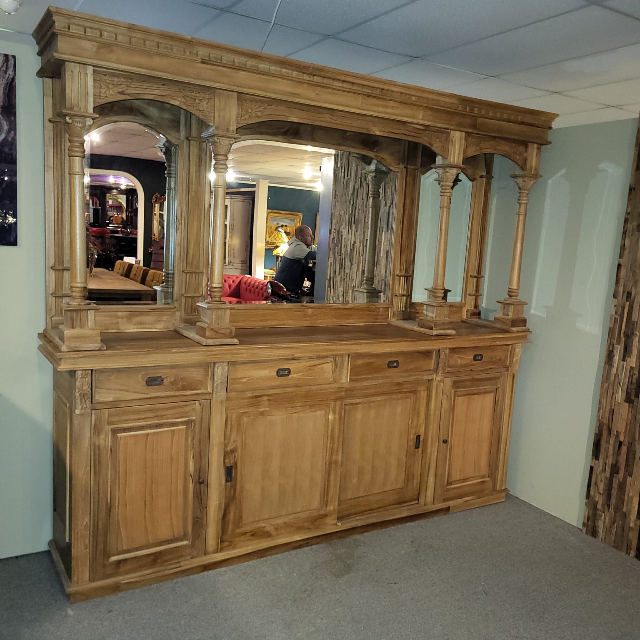 Englische Bar Theke Teakholz 2,70 m – Bild 7