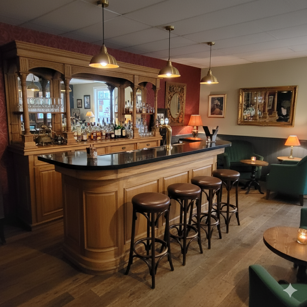 Englische Bar Theke Teakholz 2,70 m – Bild 2