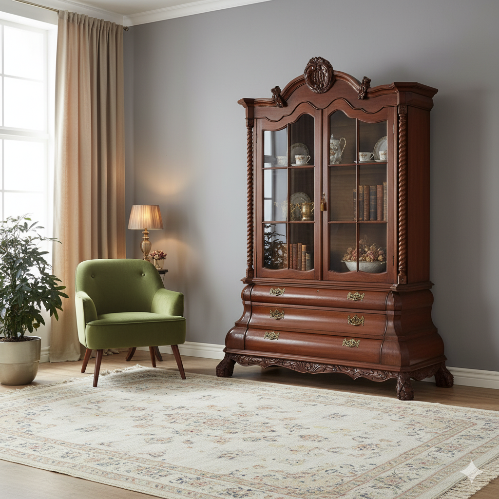 Vitrine Schrank Barockstil 1920 Mahagoni – Bild 2