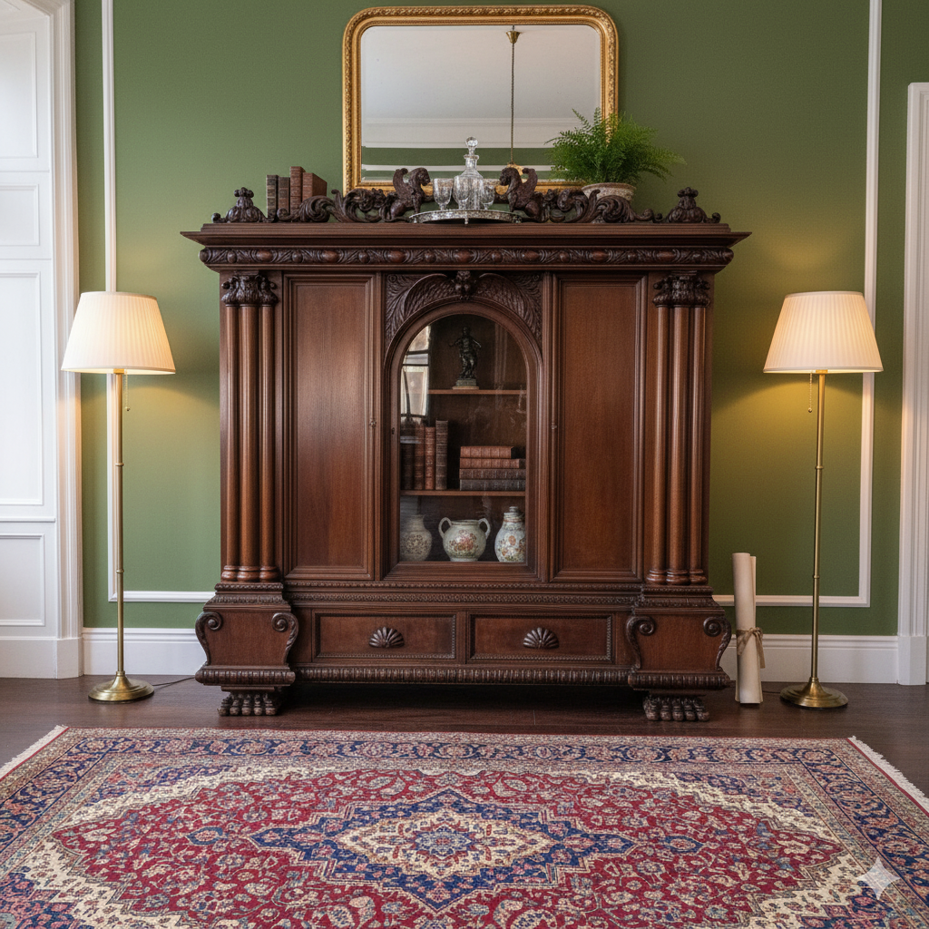 Schrank Vitrine Neubarock Nussbaum 1,43 m – Bild 2