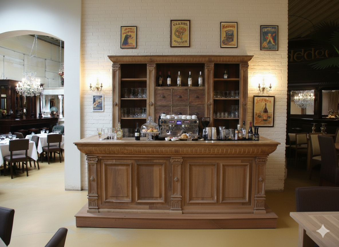 Theke Tresen Regal Bella Teakholz 2,60 m – Bild 2