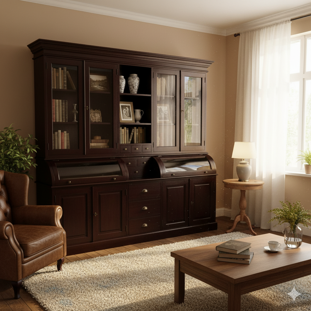 Buffetschrank Vitrine 2,40 m Mahagoni – Bild 2