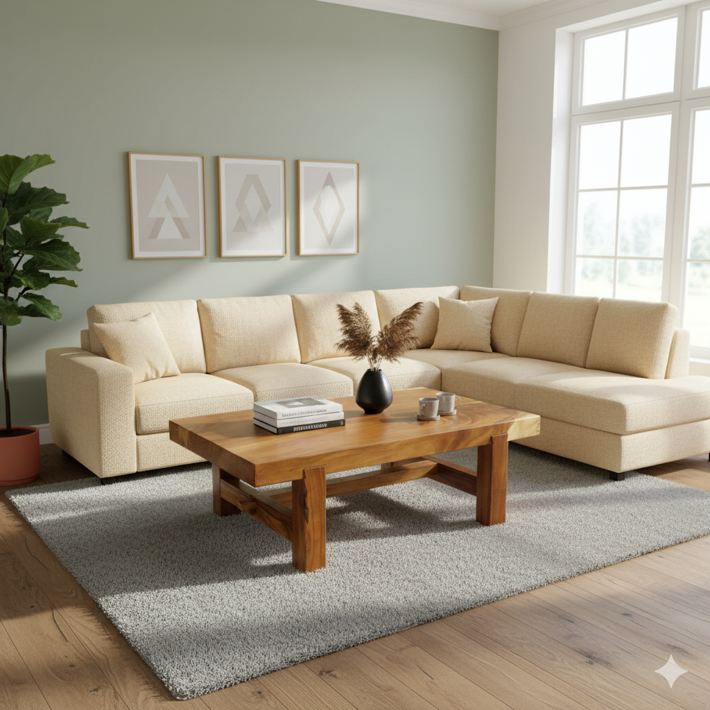 Couchtisch Teakholz Baumstamm 1,40 m x 0,90 m – Bild 2