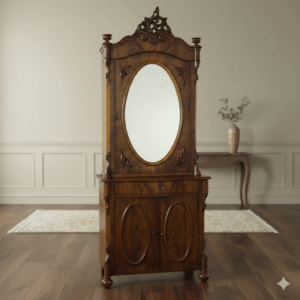 Spiegelschrank Aufsatzschrank Biedermeier 1850 Mahagoni