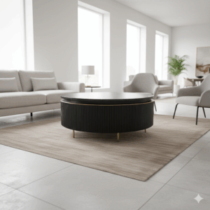 Couchtisch Marmorplatte Hartholz Ø 0,94 m