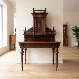Schreibtisch mit Aufsatz Gründerzeit 1880 Nussbaum