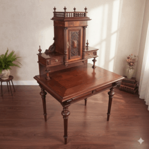 Schreibtisch mit Aufsatz Gründerzeit 1880 Nussbaum