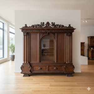 Schrank Vitrine Neubarock Nussbaum 1,43 m