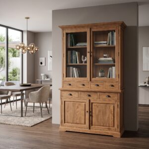 Vitrine Bücherschrank Teakholz 1,32 m