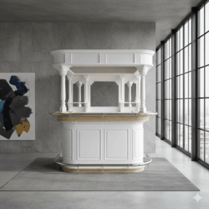 Hausbar Theke Teakholz 2,06 m Weiß