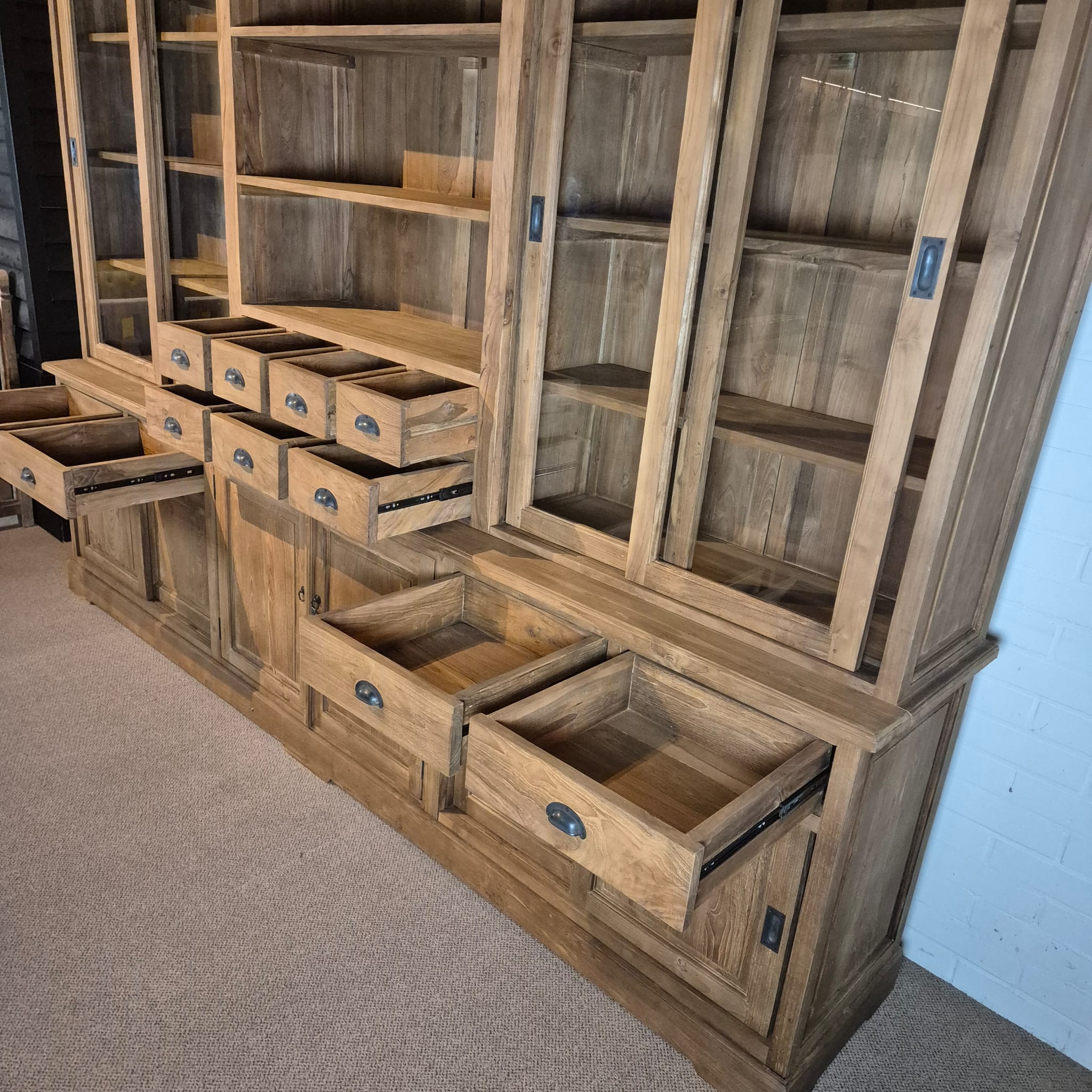 Vitrine Schrank Teakholz 3,00 m – Bild 13