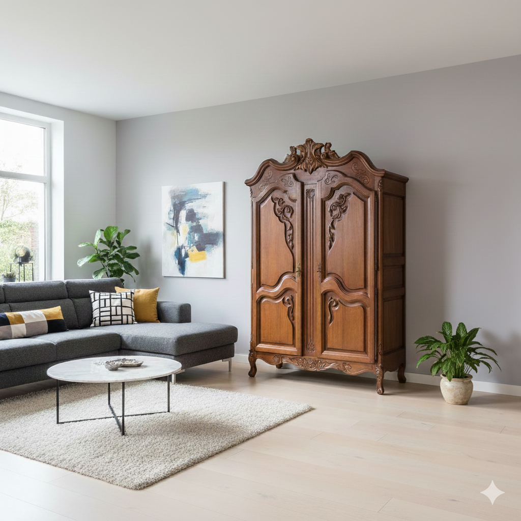 Kleiderschrank Schrank Neubarock Mahagoni – Bild 2