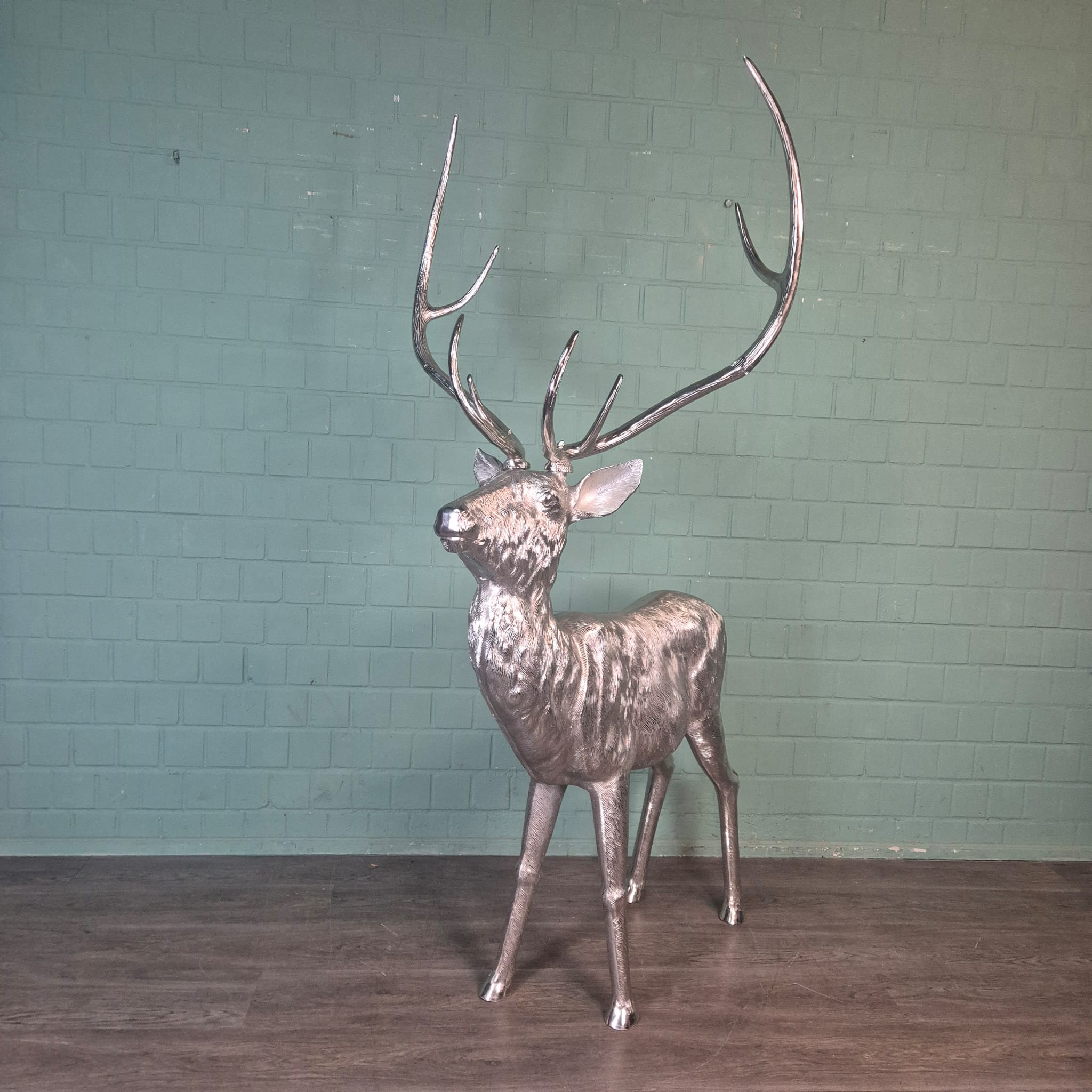 Skulptur Dekoration Hirsch Silber 2,08 m – Bild 3