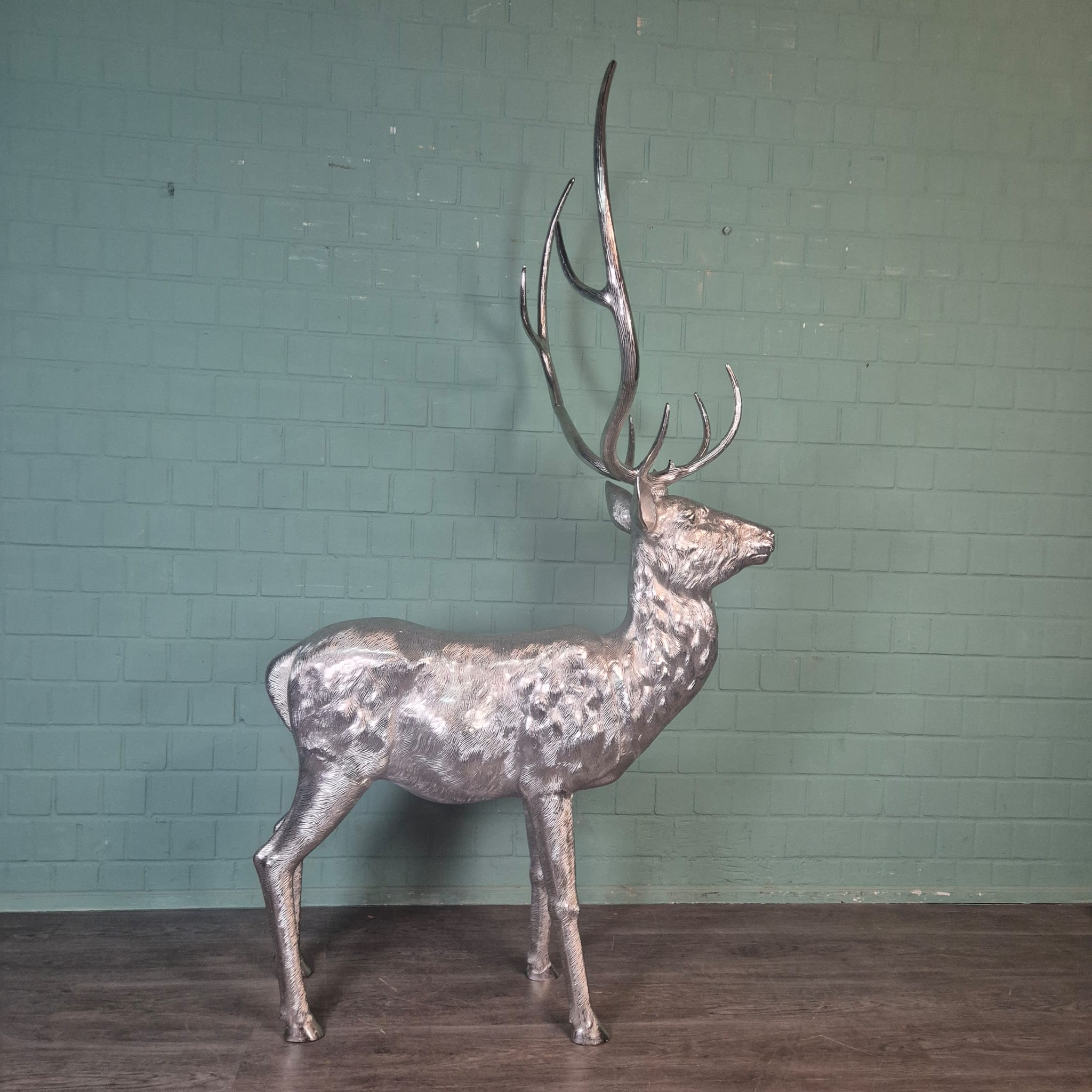 Skulptur Dekoration Hirsch Silber 2,08 m – Bild 11