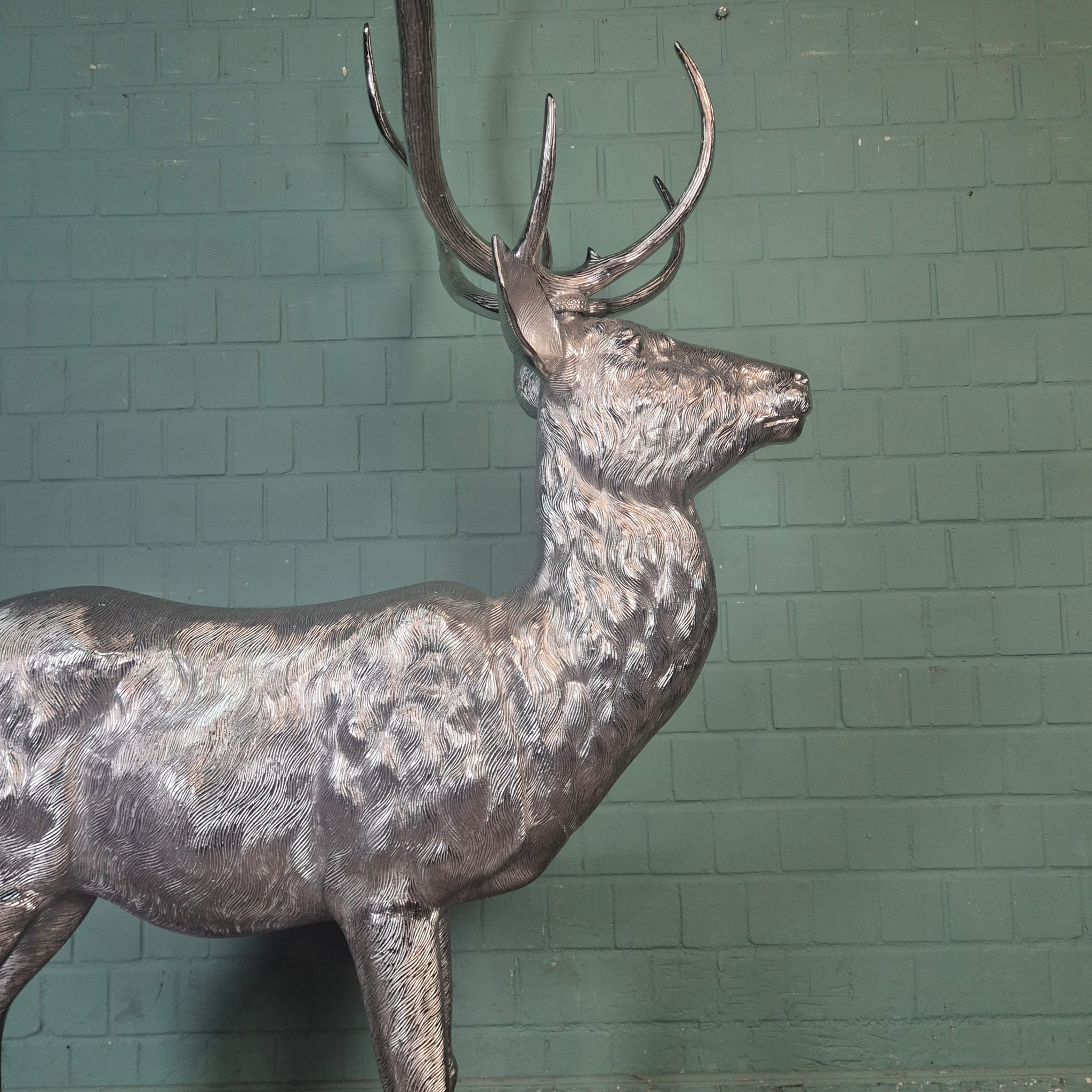 Skulptur Dekoration Hirsch Silber 2,08 m – Bild 12