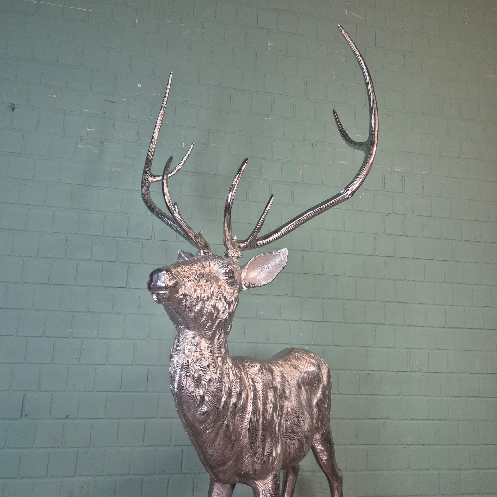 Skulptur Dekoration Hirsch Silber 2,08 m – Bild 4