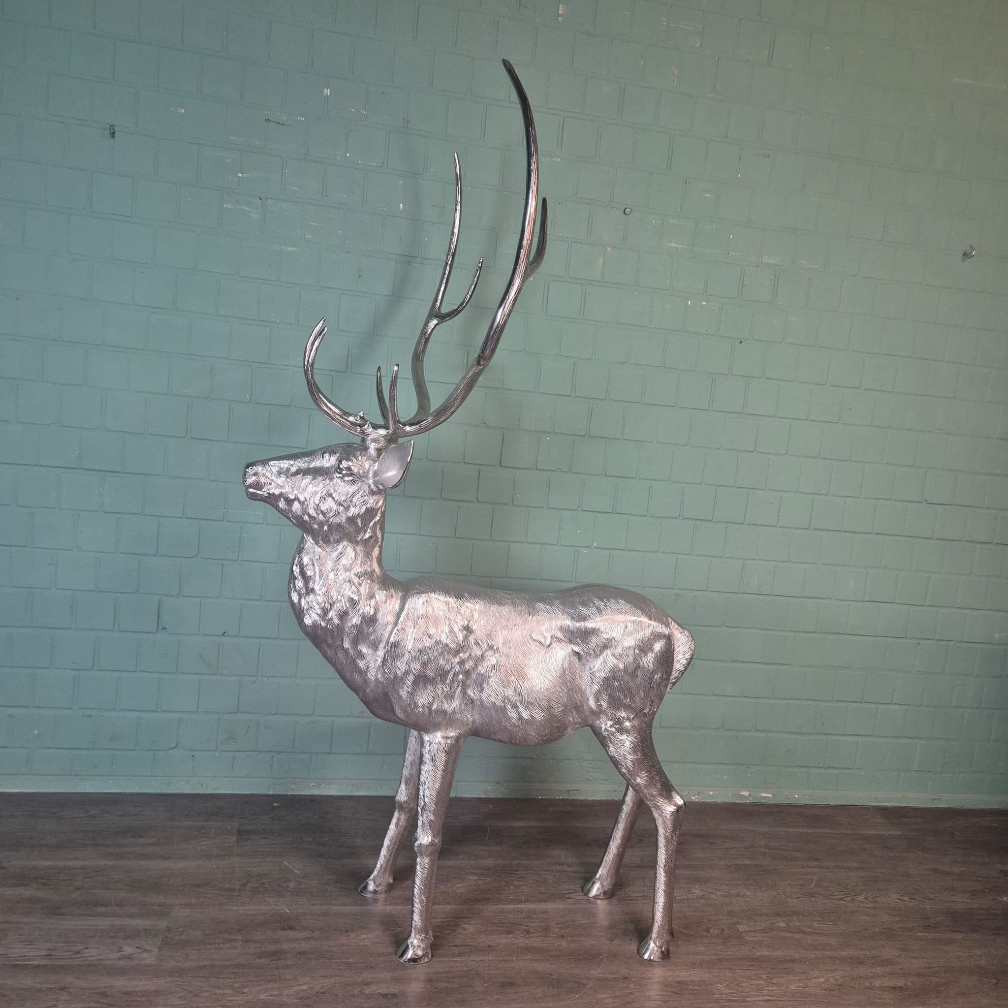 Skulptur Dekoration Hirsch Silber 2,08 m – Bild 5