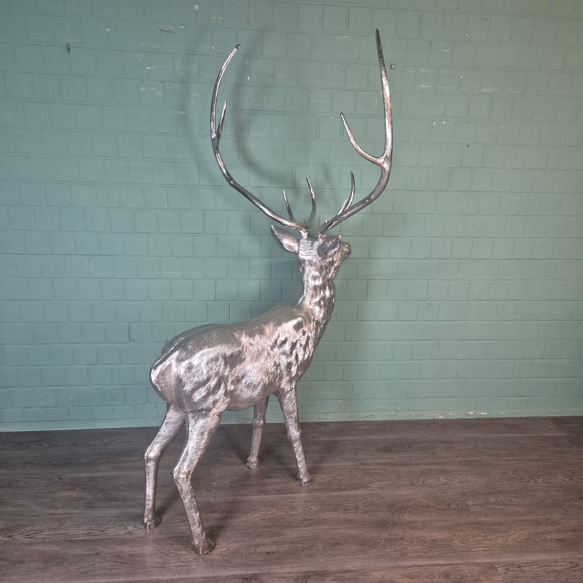 Skulptur Dekoration Hirsch Silber 2,08 m – Bild 7