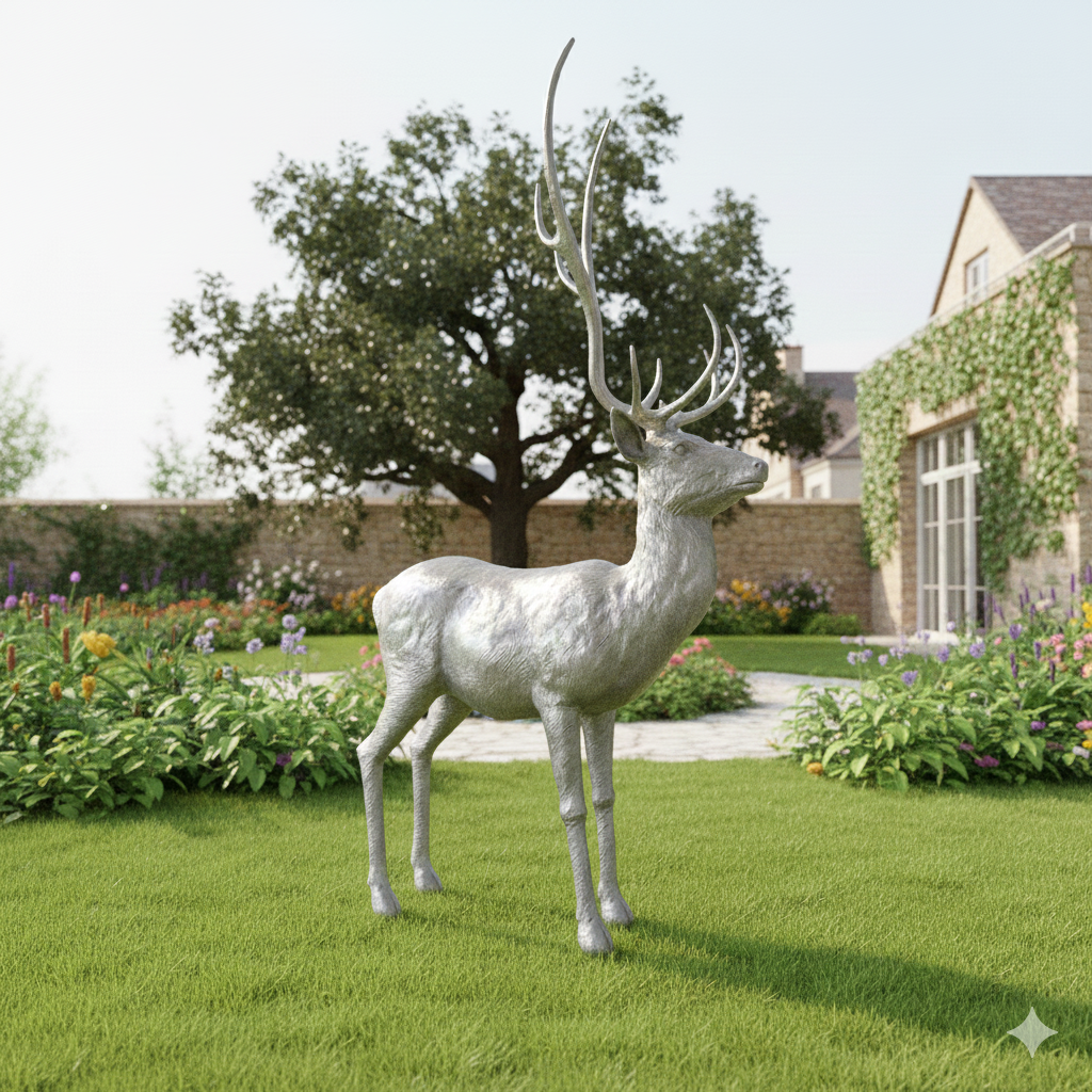 Skulptur Dekoration Hirsch Silber 2,08 m – Bild 2