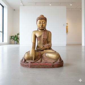 Buddha 1,00 m Antik 1920 Teakholz