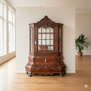 Vitrine Schrank Neubarock Nussbaum 1,55 m