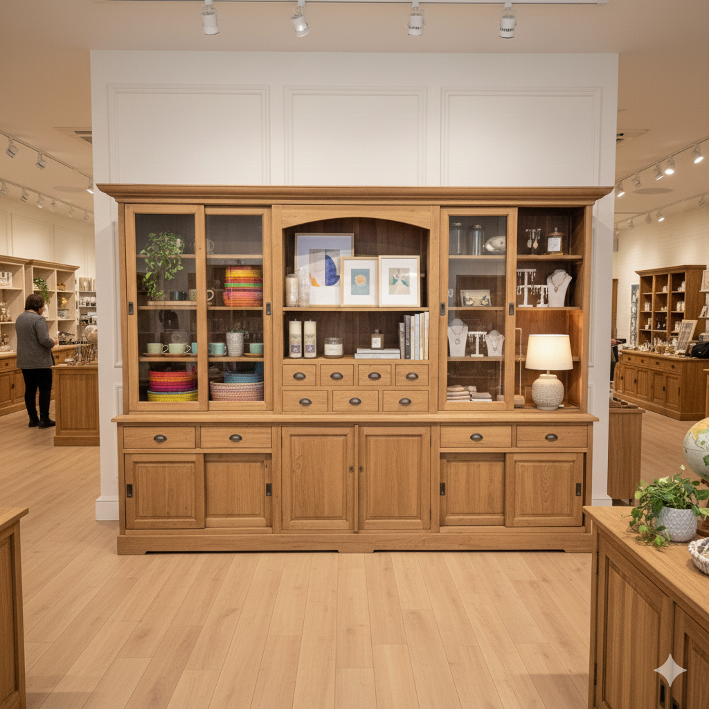 Vitrine Schrank Teakholz 3,00 m – Bild 2