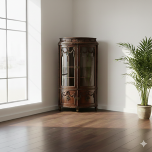 Eckvitrine Eckschrank Historismus Mahagoni 1870