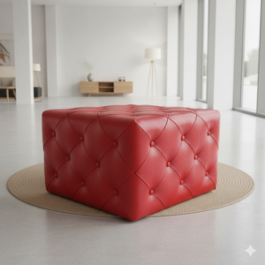 Hocker Chesterfield Leder Rot 0,62 m