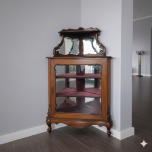 Eckschrank Eckvitrine Spätbiedermeier 1860 Nussbaum