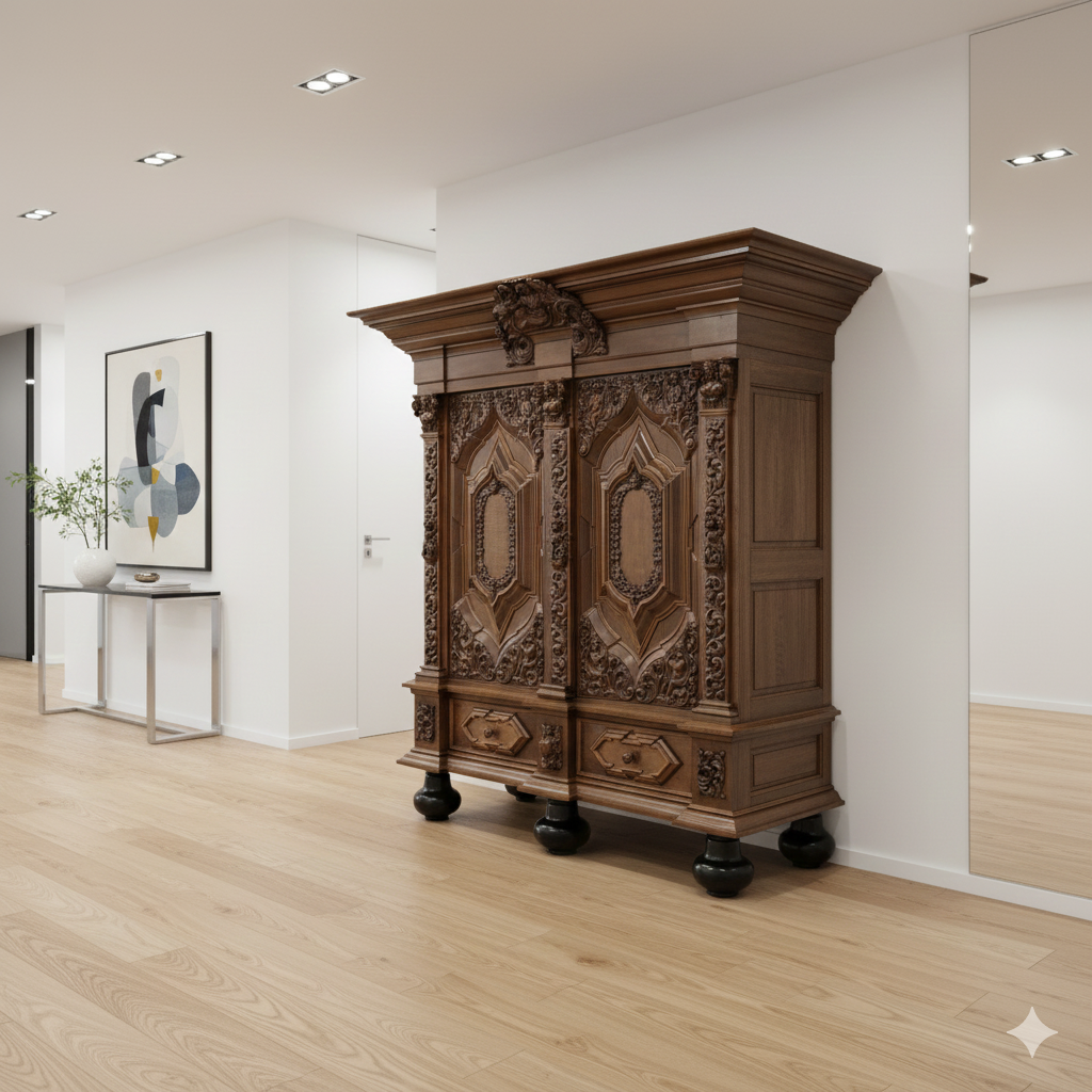 Hamburger Schapp Kleiderschrank 1880 Nussbaum – Bild 2