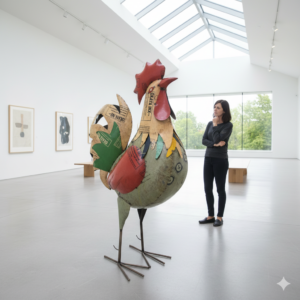 Dekoration Hahn Blech 1,83 m