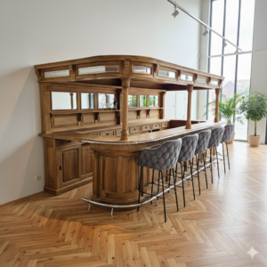 Hausbar Eckbar Theke Teakholz 5,00 m x 2,15 m