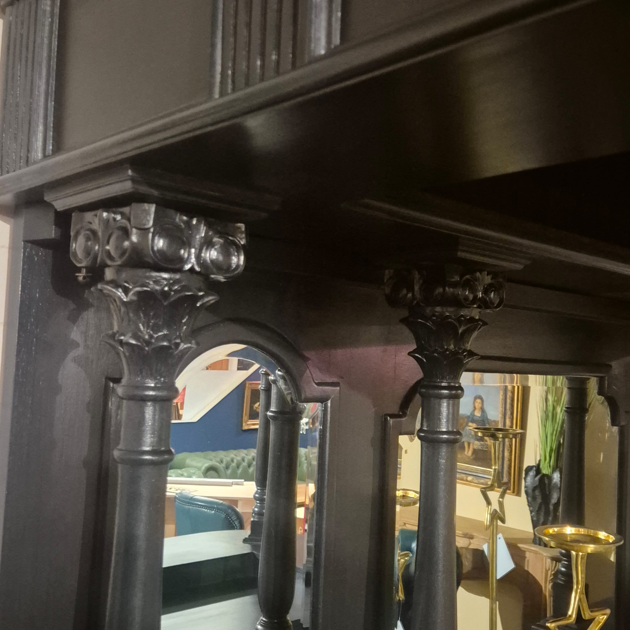 Hausbar Theke Teakholz Schwarz 2,00 m – Bild 7