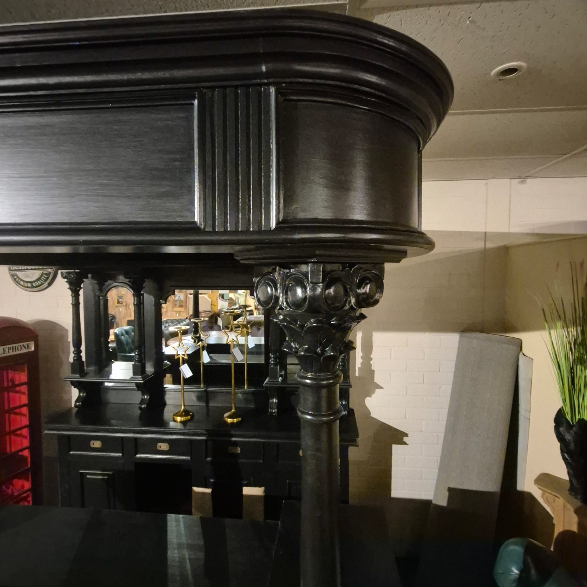 Hausbar Theke Teakholz Schwarz 2,00 m – Bild 6