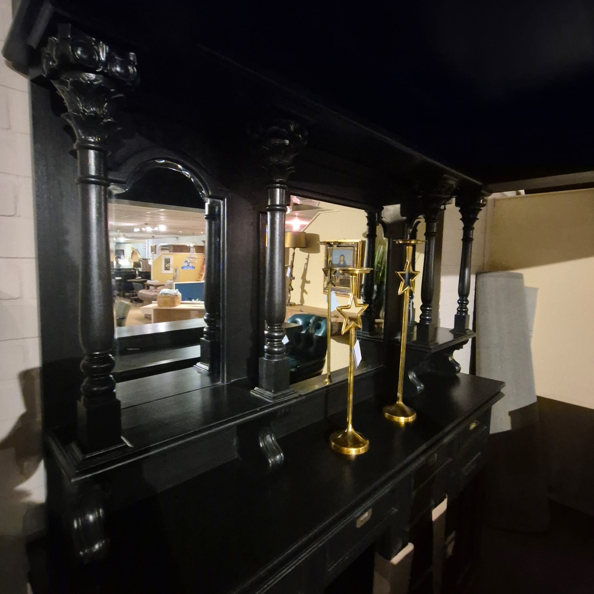 Hausbar Theke Teakholz Schwarz 2,00 m – Bild 9