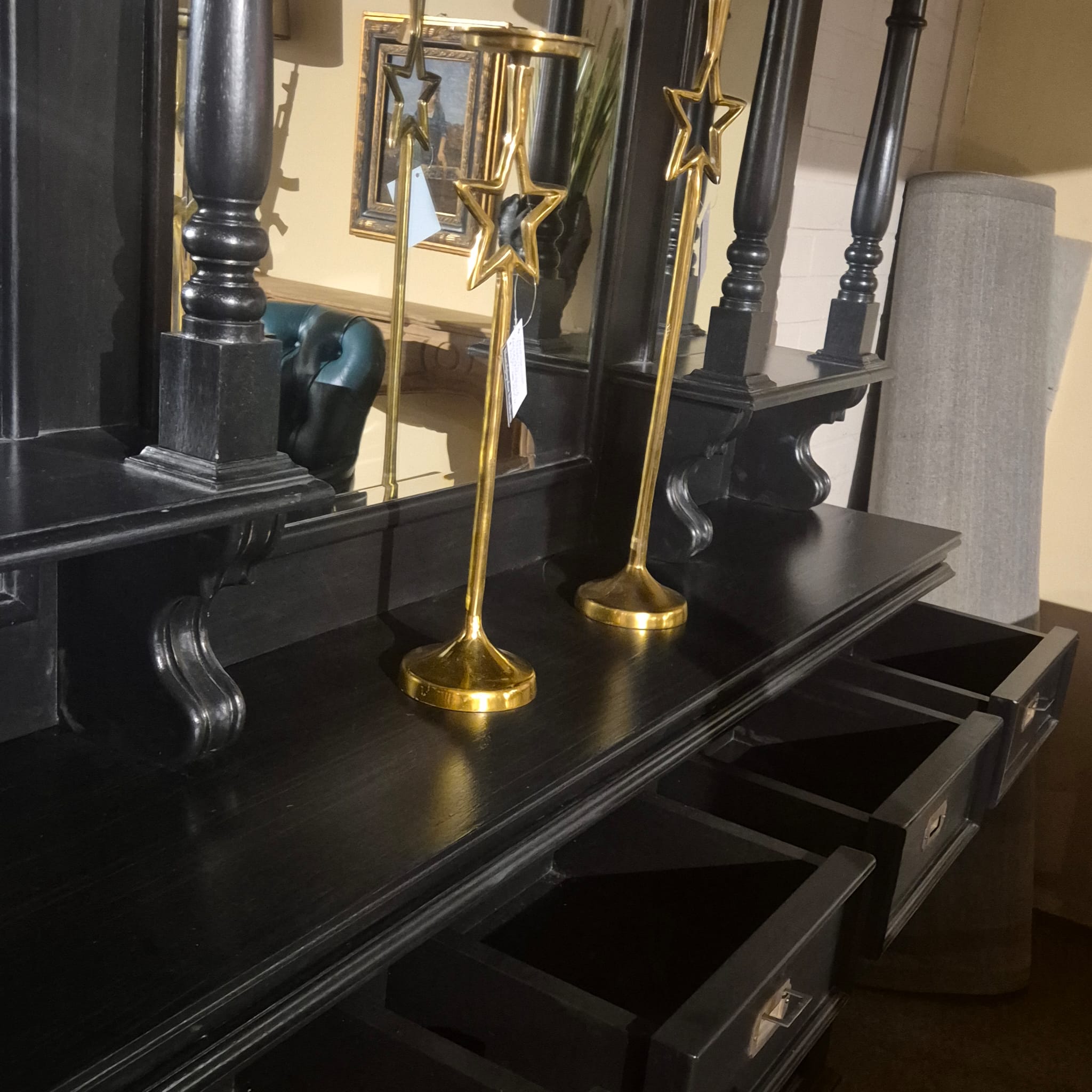 Hausbar Theke Teakholz Schwarz 2,00 m – Bild 10