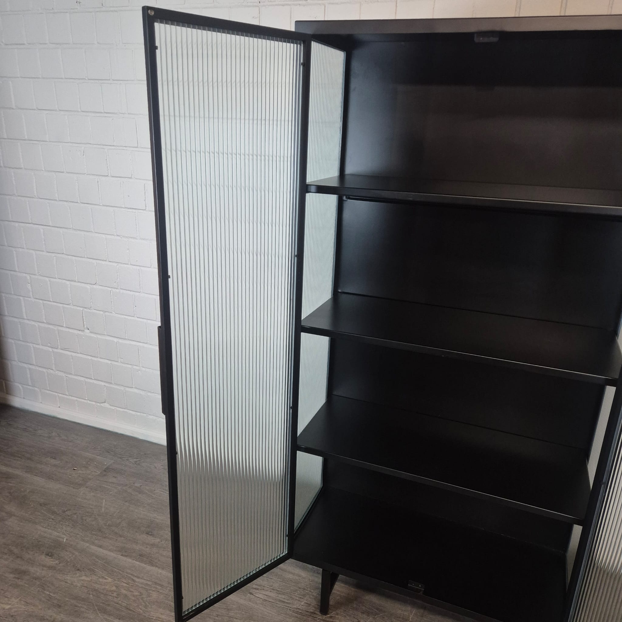 Designer Vitrine Schrank Riffelglas 0,90 m – Bild 12