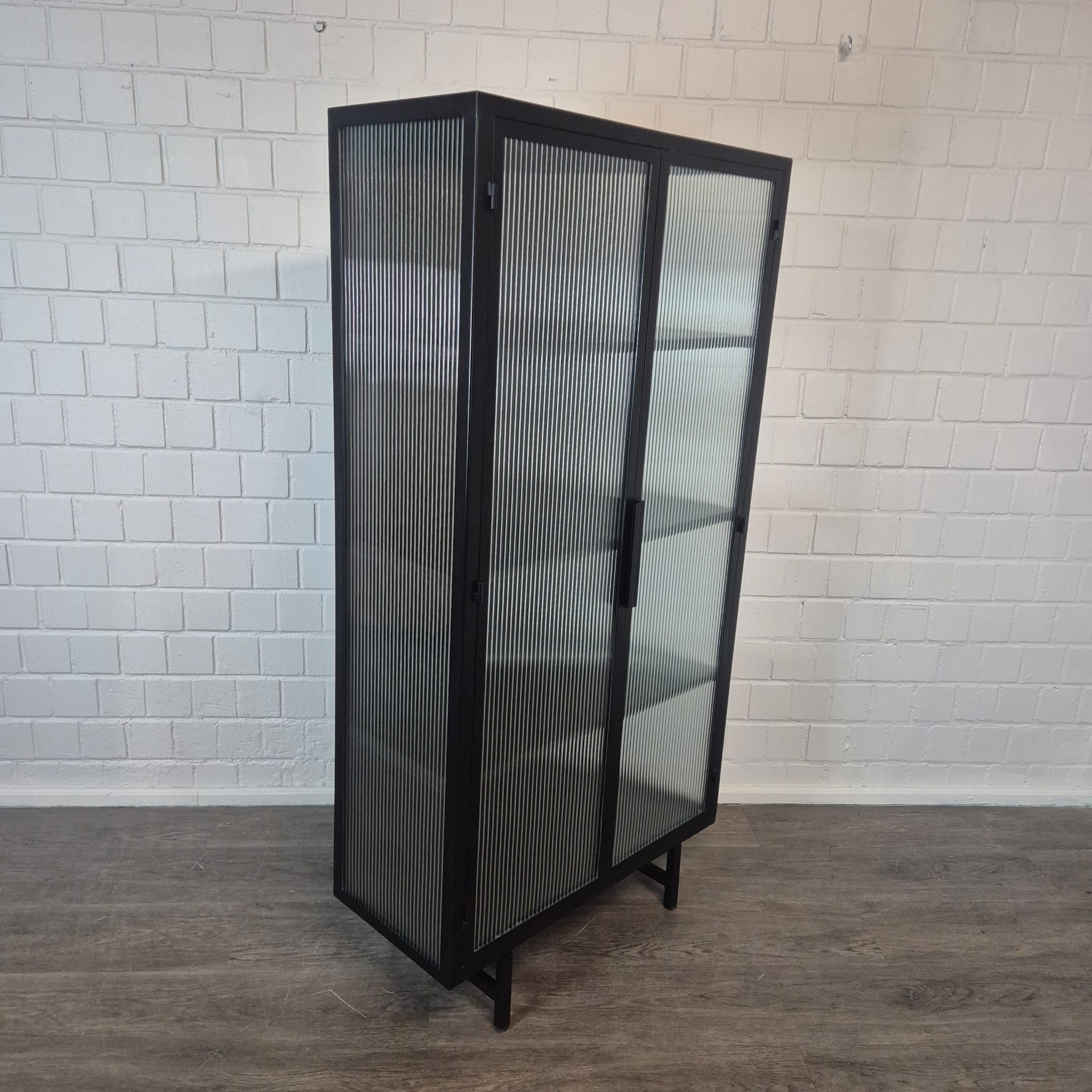 Designer Vitrine Schrank Riffelglas 0,90 m – Bild 4