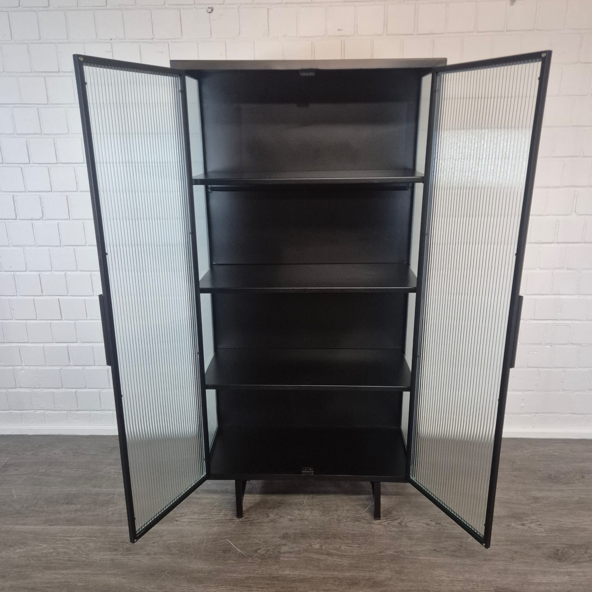 Designer Vitrine Schrank Riffelglas 0,90 m – Bild 11