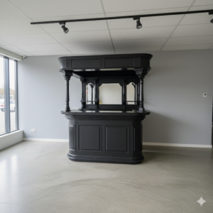 Hausbar Theke Teakholz Schwarz 2,00 m