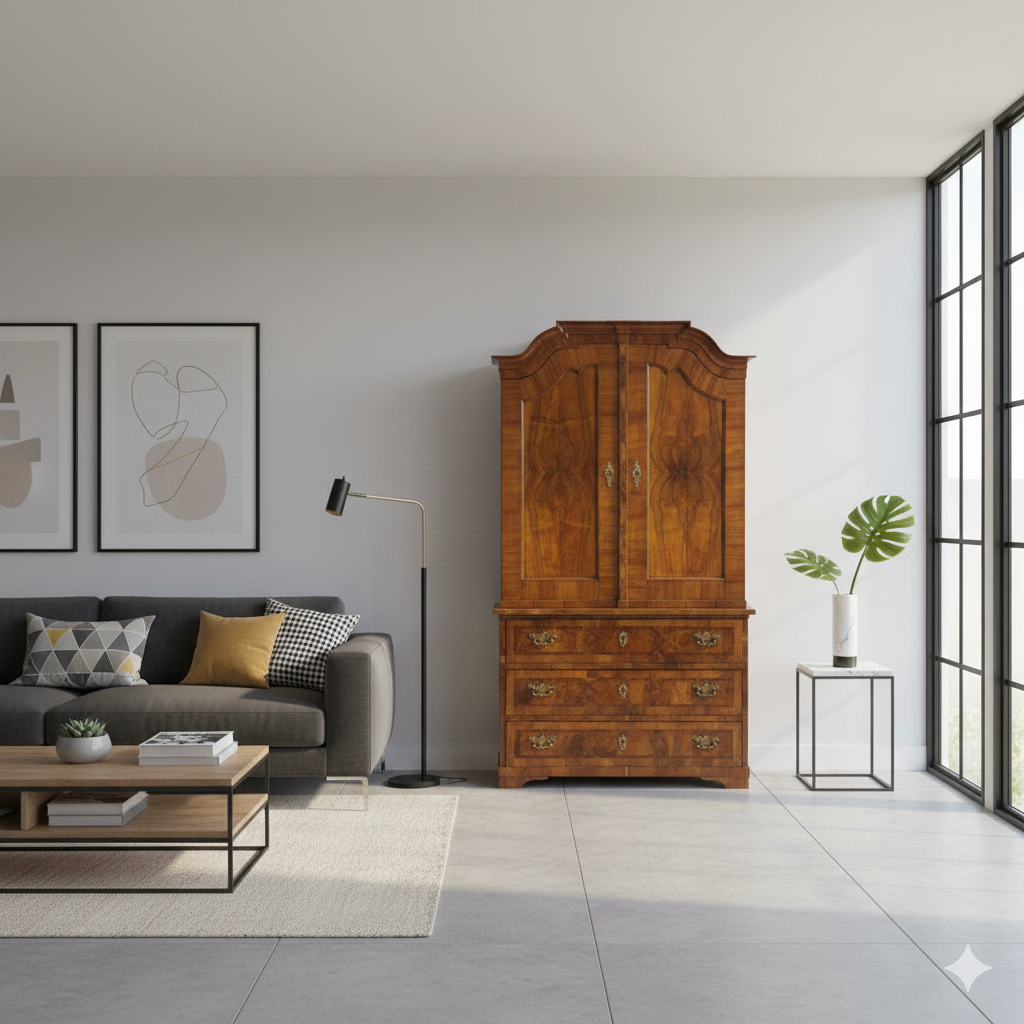 Schrank Kabinettschrank Barock 1770 Nussbaum – Bild 2