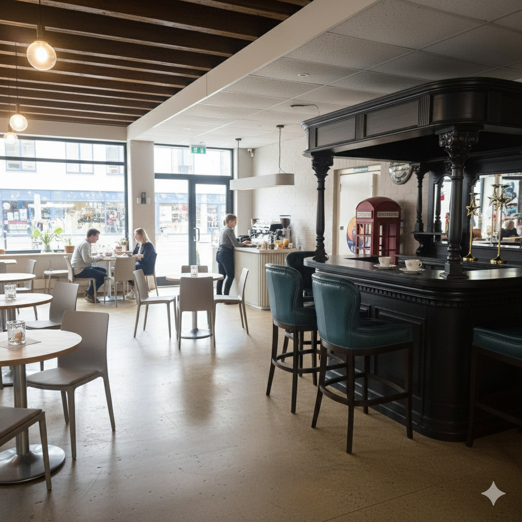 Hausbar Theke Teakholz Schwarz 2,00 m – Bild 2