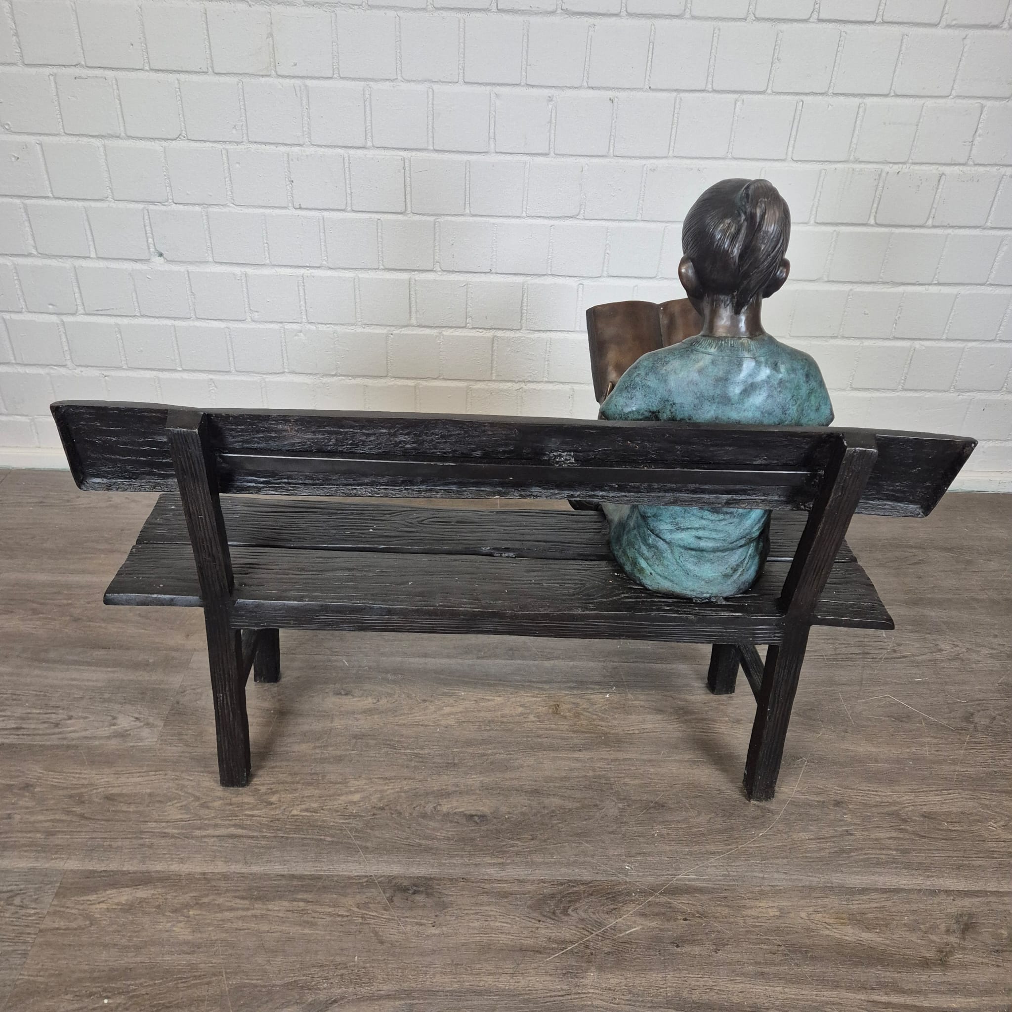 Skulptur Deko-Figur Mädchen auf Bank Bronze 1,10 m – Bild 7