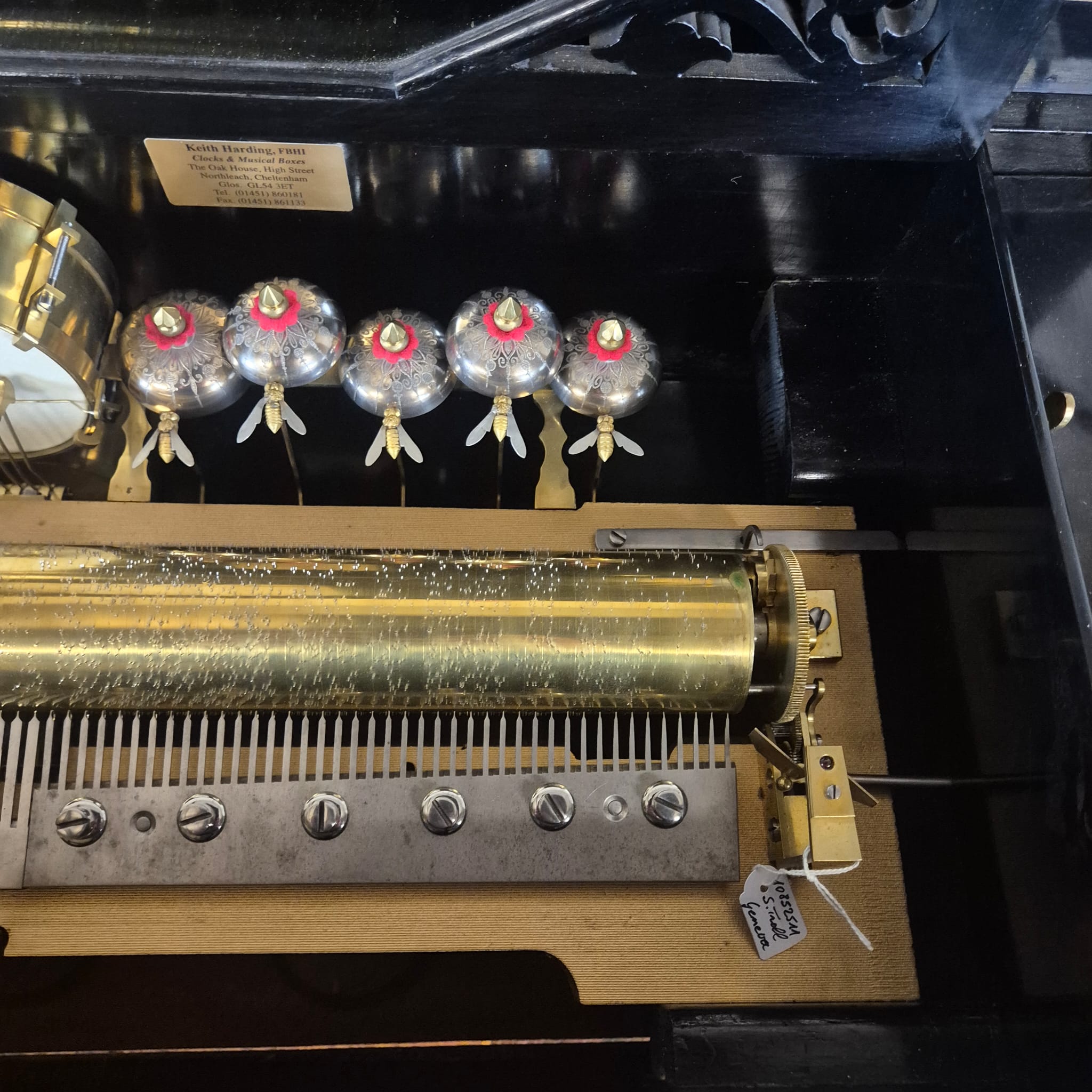 Spieldose Walzenspieluhr 1870 Wurzelholz – Bild 14