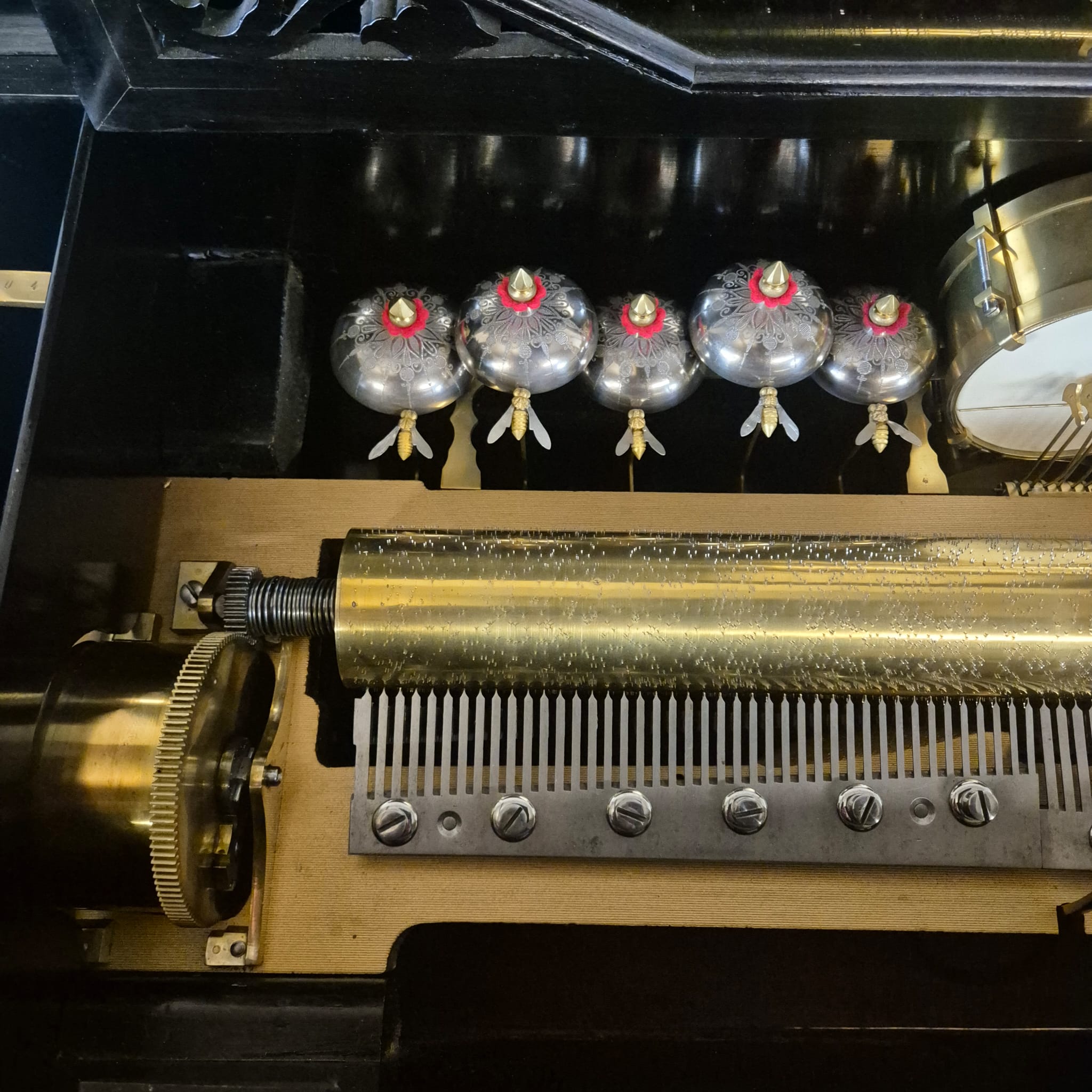 Spieldose Walzenspieluhr 1870 Wurzelholz – Bild 12