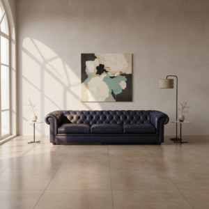 Chesterfield Sofa Couch Leder Dunkelblau 2,80 m