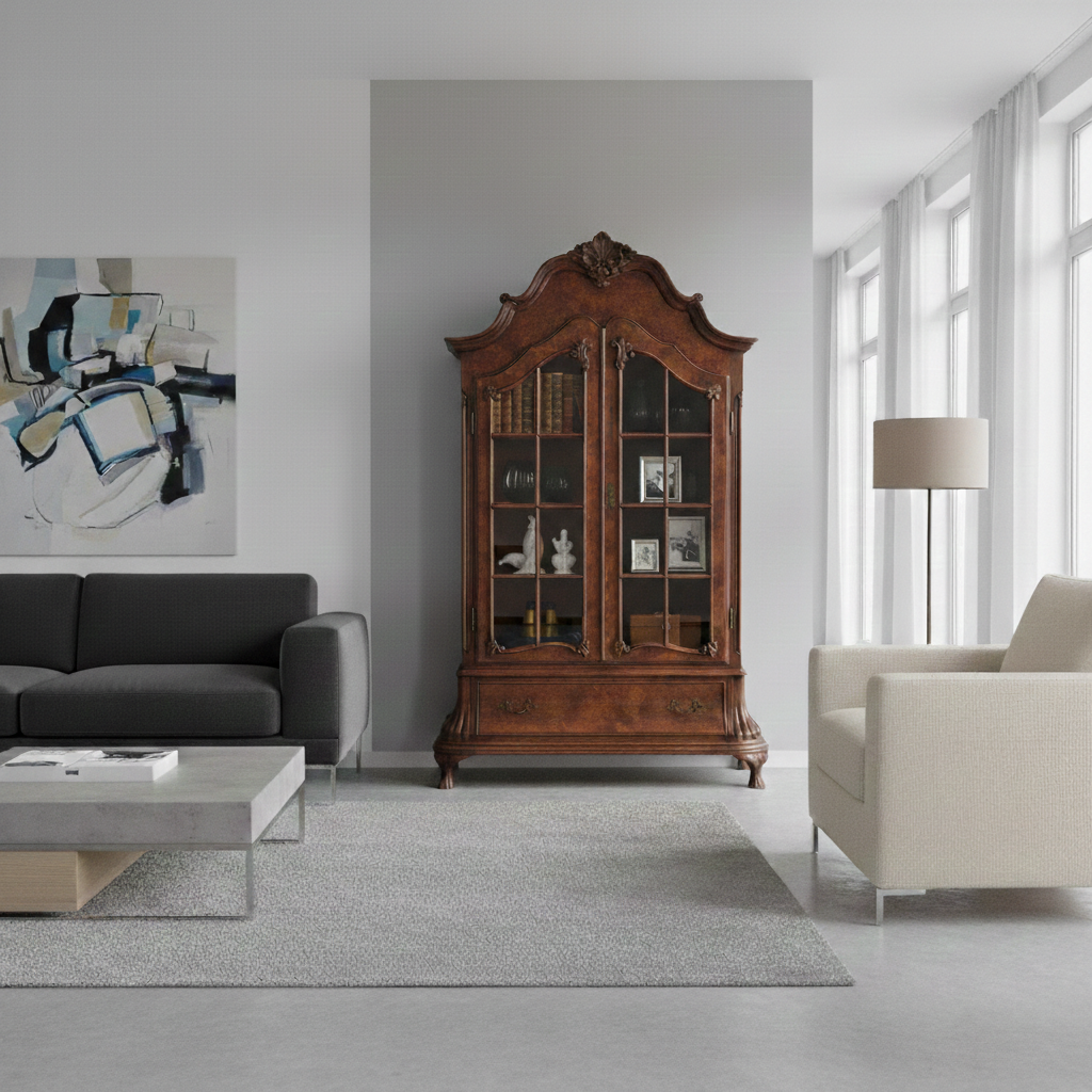 Vitrine Schrank Neubarock Nussbaum 1,27 m – Bild 2