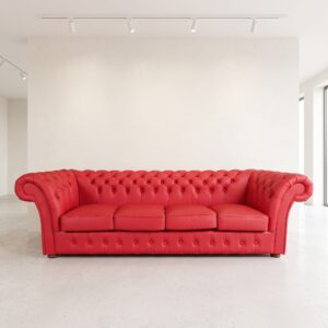Chesterfield Sofa Couch Leder Rot 2,60 m